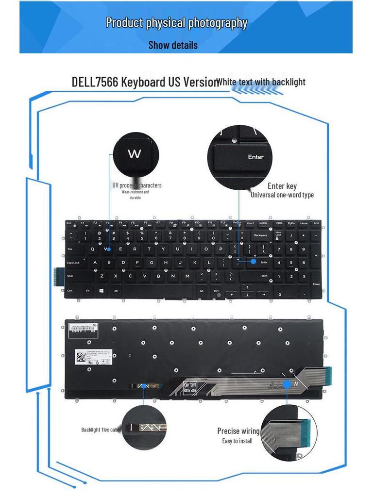 Dell Inspiron 15 Series Keyboard Shell for Models 7566, 7567, 7568, 7577, 5567, 5583