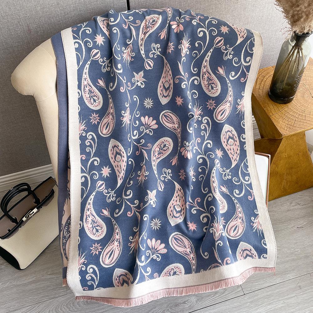 Scarf Women'S Versatile Long Scarf Imitation Cashmere Cashew Flower Shawl Women'S Scarf