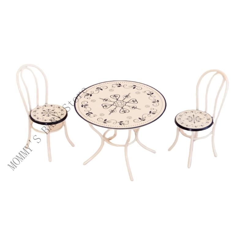 H3CD Kid Dollhouses Decors Toy Dining Table Furniture Set Garden Pretend Playset