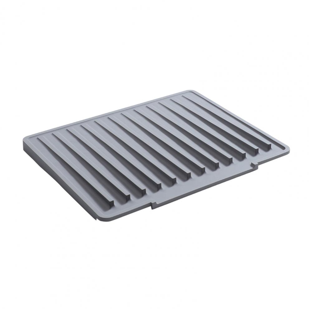 Non-slip Sink Mat Silicone Sink Drain Mat with Non-slip Surface Heat Resistant Flexible Cutlery Holder Thick Drainage Mat 40 x 150cm серый