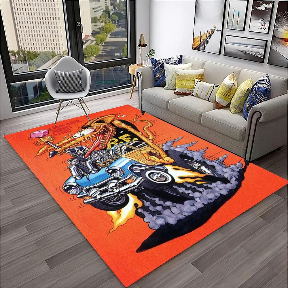 3D Funny Rat Fink Cartoon Movie Carpet Rug for Home Living Room Bedroom Sofa Doormat Decor,kids Play Area Rug Non-slip Floor Mat