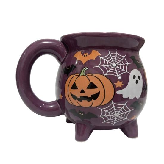 Gifts for Besties Women Halloween Witch Cauldron Coffee Mug, 360ml Ghost Pumpkin Spider Web Pattern Spooky Kitchen Decor Ceramic Cup, Drinkware Party,