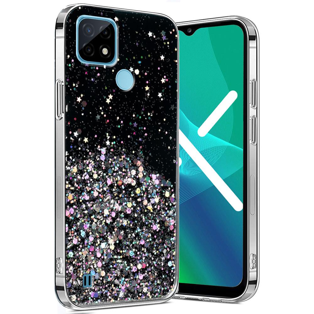 Realme C21 Case, Glittery, Black