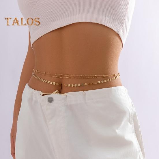 Kvinners midjekjede dobbeltlags paljett justerbar lengde uthulet magedansopptreden midjesmykker fester festivaler nattklubb kroppskjede