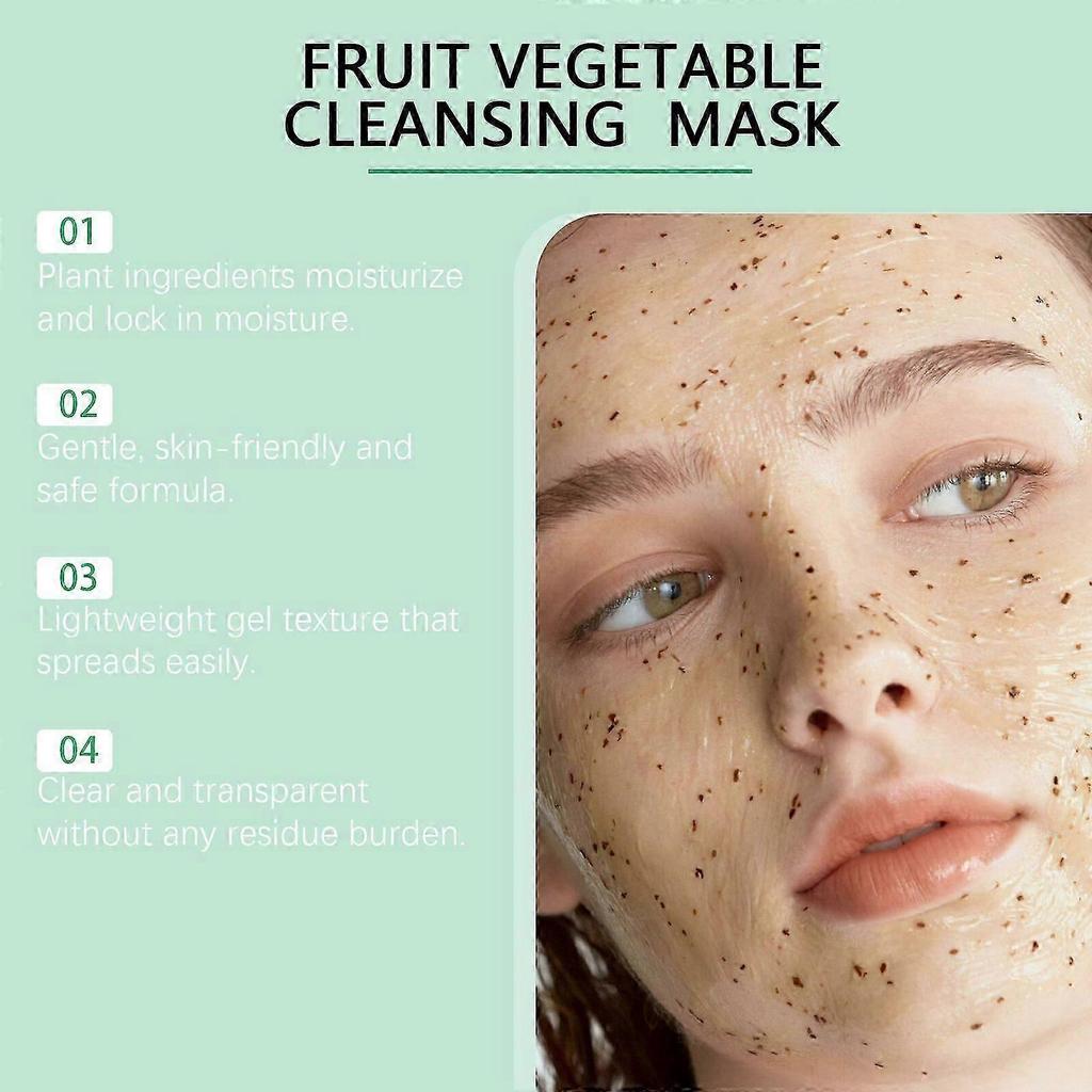 Brightening Fruit Cleansing Mask for Deep Pore Detox, Hydration & Radiance - Natural White Clay & Bentonite Skin Care for All Skin Types