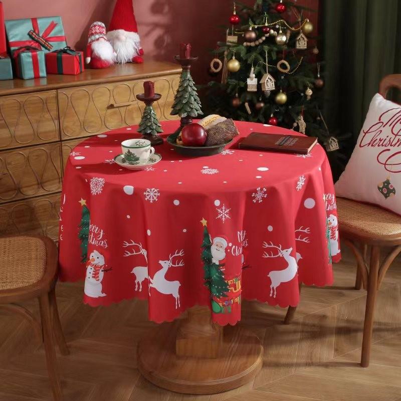 

Round Large Christmas Tablecloth Xmas Holiday Table Cover Cloth Homes Decor Style A,120cm/47.24in