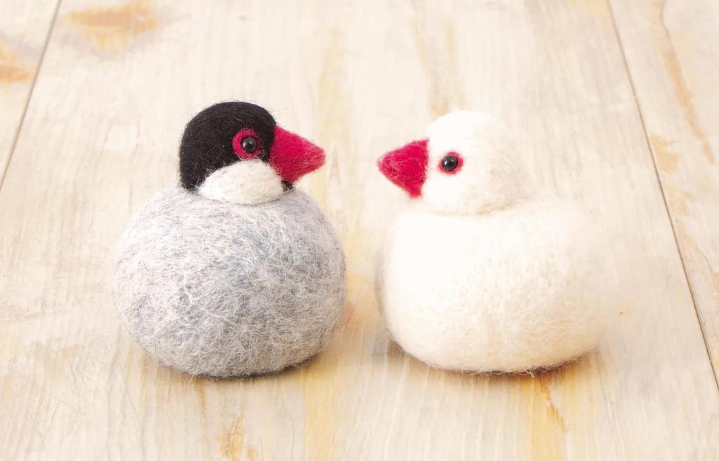 Hamanaka Wool Coma Little Sakura Java Sparrow and White Java Kit, Design, "My Birds Sparrow" H441-611