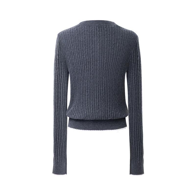 GIOVANNI VALENTINO Women's 100% Wool Round Neck Sweater