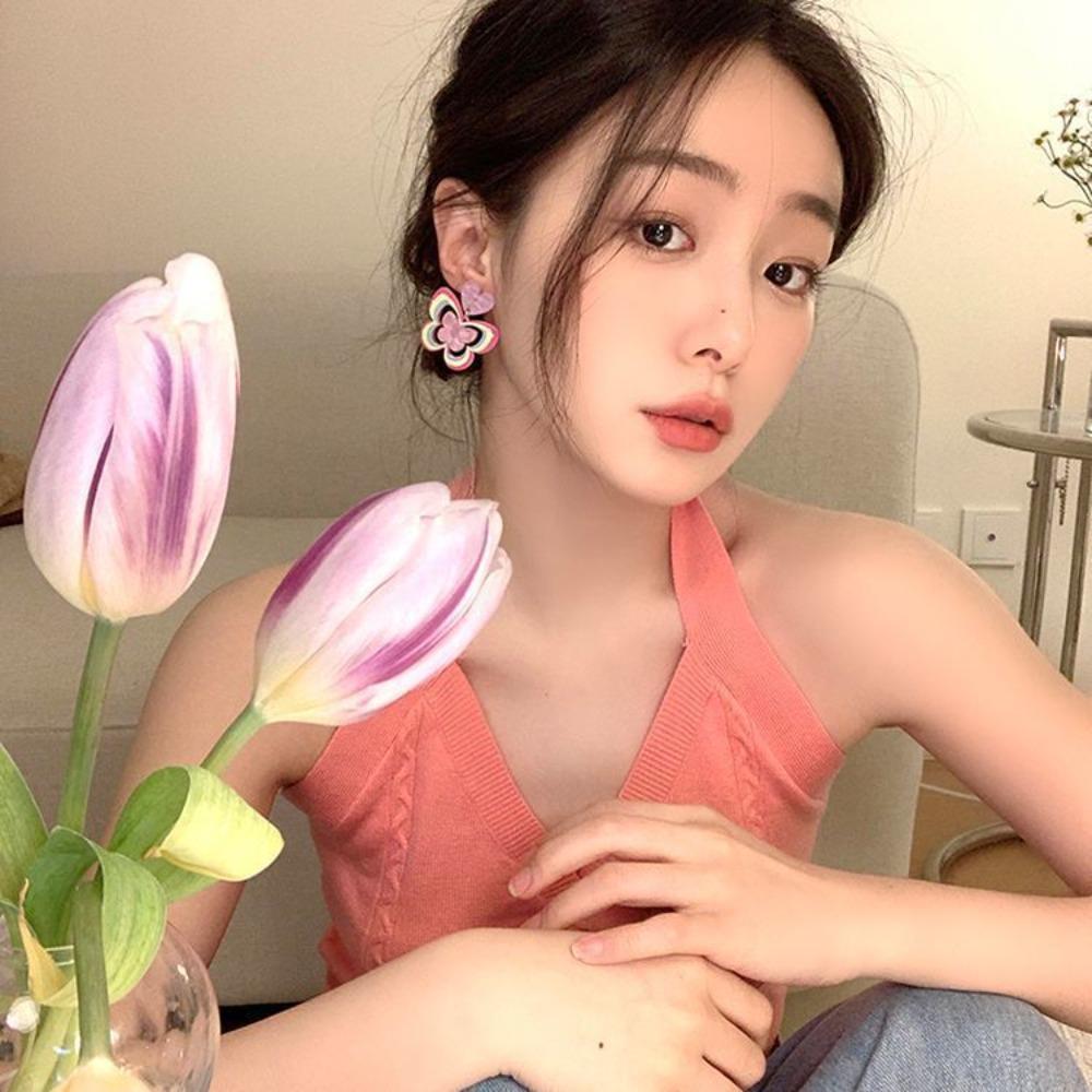 

Rainbow Butterfly Earrings Zinc Zinc Alloy Korean Style Accessories Niche Design Jewelry Birthday Gifts