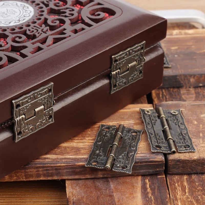20/1Sets Antique Bronze Hinges Vintage Cupboard Cabinet Fitting with Screws Jewelry Boxes Wooden Case Hinge Furniture Hardware