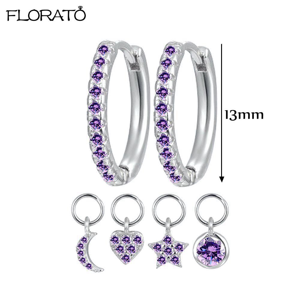 925 Silver Needle Elegant Purple Earrings Exquisite Small Hoop Earrings for Women Fashion Puncture Jewelry Accessories