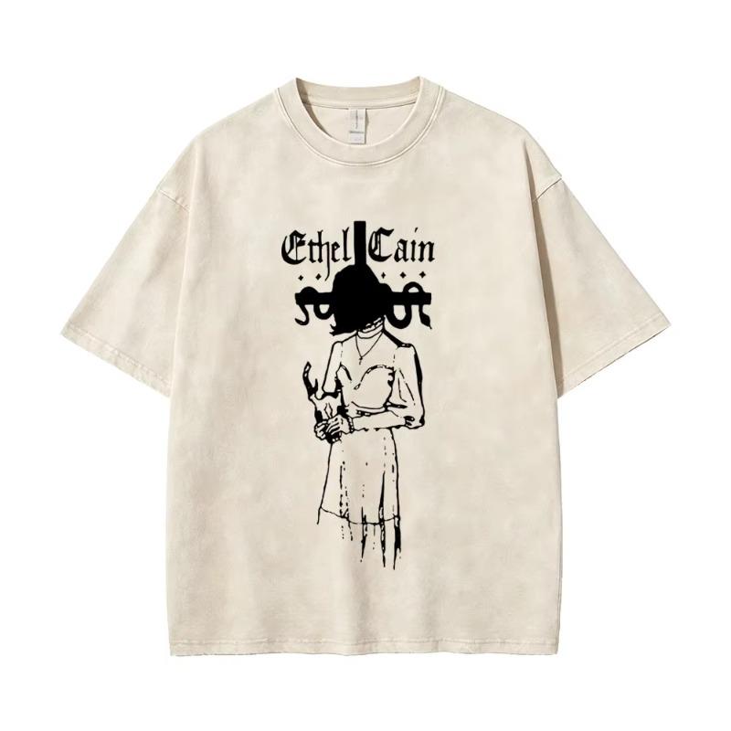 Vintage Daughters of Cain Ausgewaschenes Rundhals-T-Shirt beidseitig bedruckt