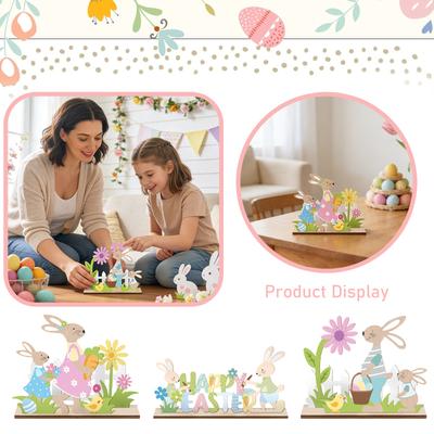 Easter Ornaments, Decorative Items, Cartoon Figurines, Wooden Desktop Decorations