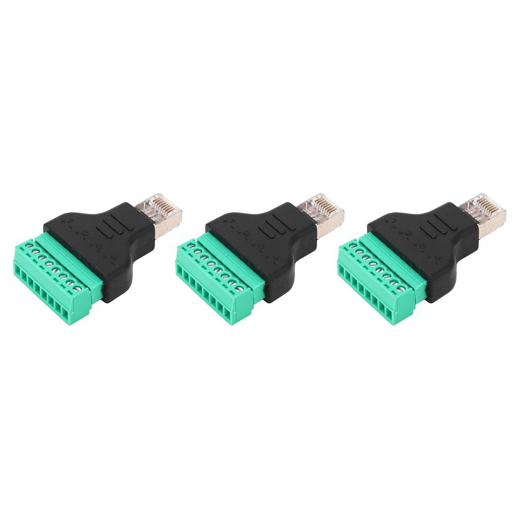 3Pcs RJ45 Screw Terminal Adapter RJ45 Female Thread To 8 Pin Network Connector Welding Free