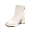 Damen High Heels 2025 Herbst und Winter neu eckige Spitze dicker Absatz wasserdichte Plateausohle Internet-Berühmtheit Temperament Nische Martin Stiefel Damen