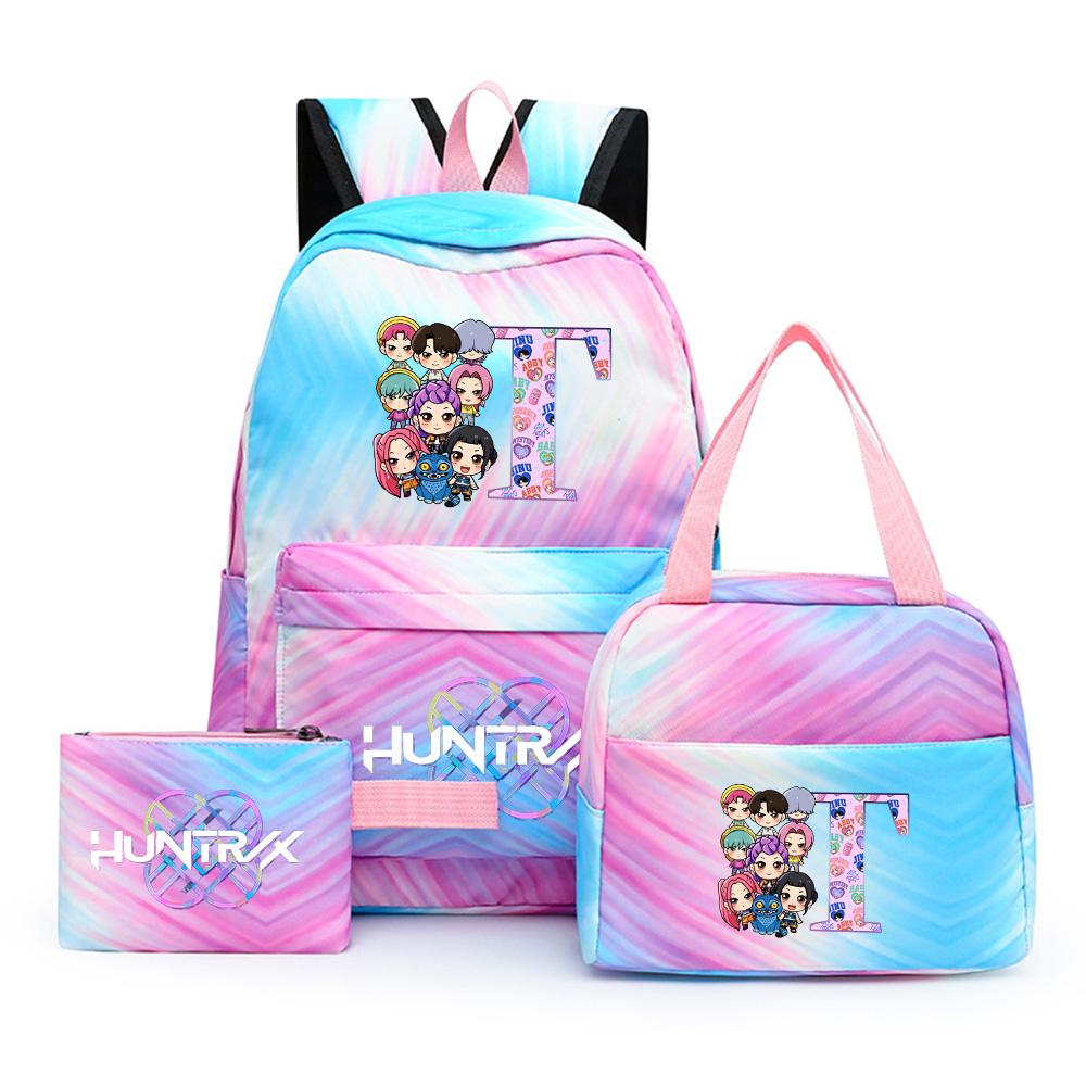 

3Pcs/set Cartoon Kpop Printed Backpack with Pengcil Case Lunch Bag for Teenager Girl Boy Bookbag Large Capacity Travel Bag Kid Gift Rucksak