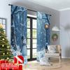 2 Stück 2D Flachdruck Frohe Weihnachten Vorhänge Schneemann Winter Straßenlaterne Sterne Polyester Ohne Strom Festliche Vorhänge Verwendung