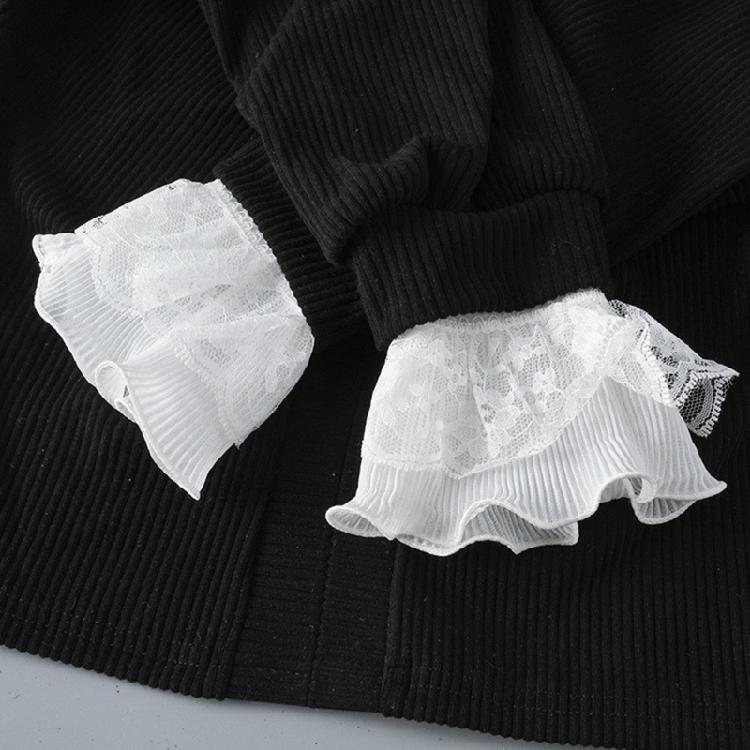 1pair Ruffled Wrist Cuffs White Color False Sleeves for Teens Jackets Decor
