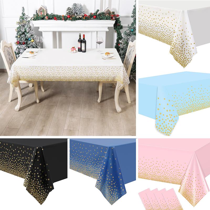 137*274cm Rectangle Bronzing Tablecloth Disposable Waterproof Table Cloth for Wedding Birthday Party Decorations Christmas Decor