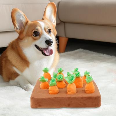 Carrot Snuffle Mat Dog Carrot Garden Toy with Non-Slip Bottom Pet Puzzle Toy Stress Relief Fun Interactive Dogs Chew Toys