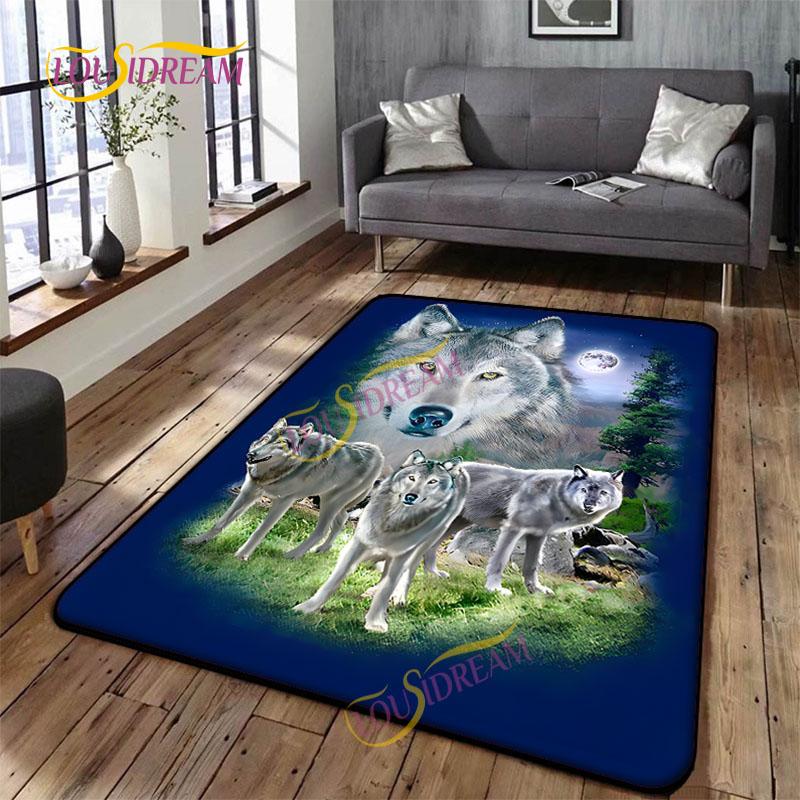 Animal Art Tiger Washable Square Soft Wolves Rug Living Room Bedroom Decorative Floor Mat Kitchen Bathroom Door Mat carpet.