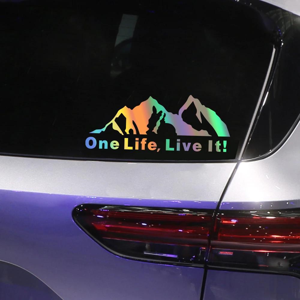 One Life Live It Adesivo per Auto Creativo Montagna Fuoristrada Camion Decalcomanie in Vinile Carrozzeria Finestrino Laterale Accessori Decorativi Personalizzati