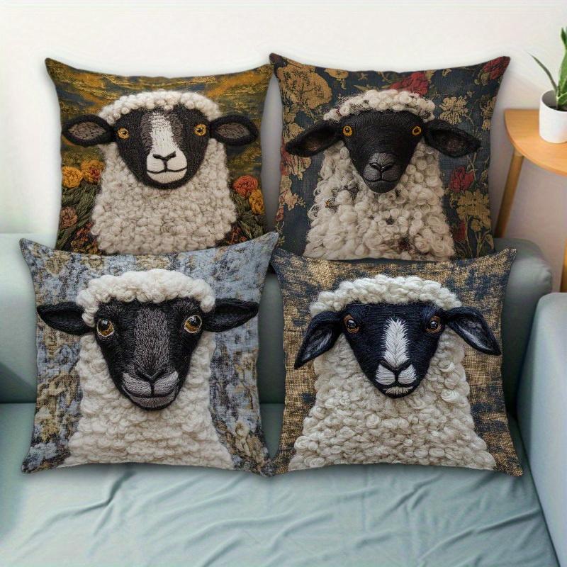 1/4pcs Sheep Patterned Pillowcases Sofa cushion cover home bedroom room decoration