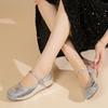 Inner height-increasing women's shoes 2025 new summer skirt silver single shoes Mary Jane small leather shoes small beanie shoes