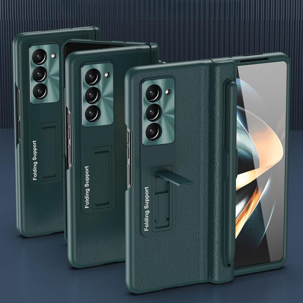 Leather case for Samsung Galaxy Z Fold5 5G, Kickstand case, with stand and glass, green