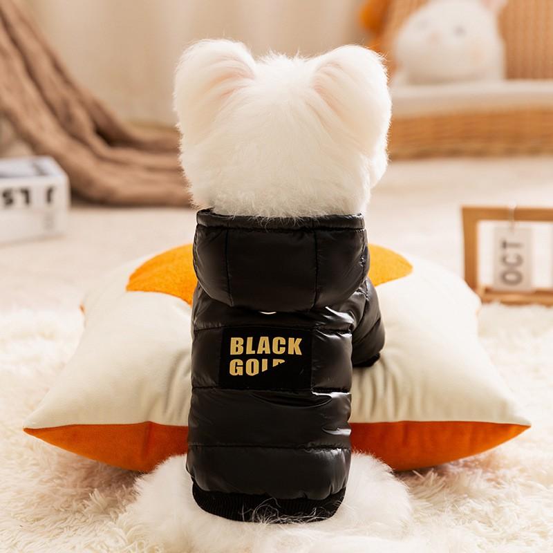 Warm Hooded Dog Winter Coat With Leash Ring 4-Leg Design Small Breeds Like Poodle Schnauzer