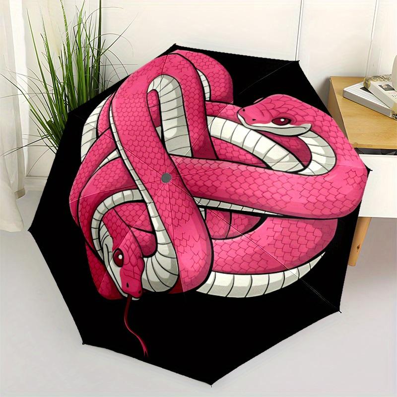 1pc Pink Snake HeartAutomatic Folding Umbrella, Portable & Foldable Design with 8 Ribs, Casual Outdoor Accessory yy250804272