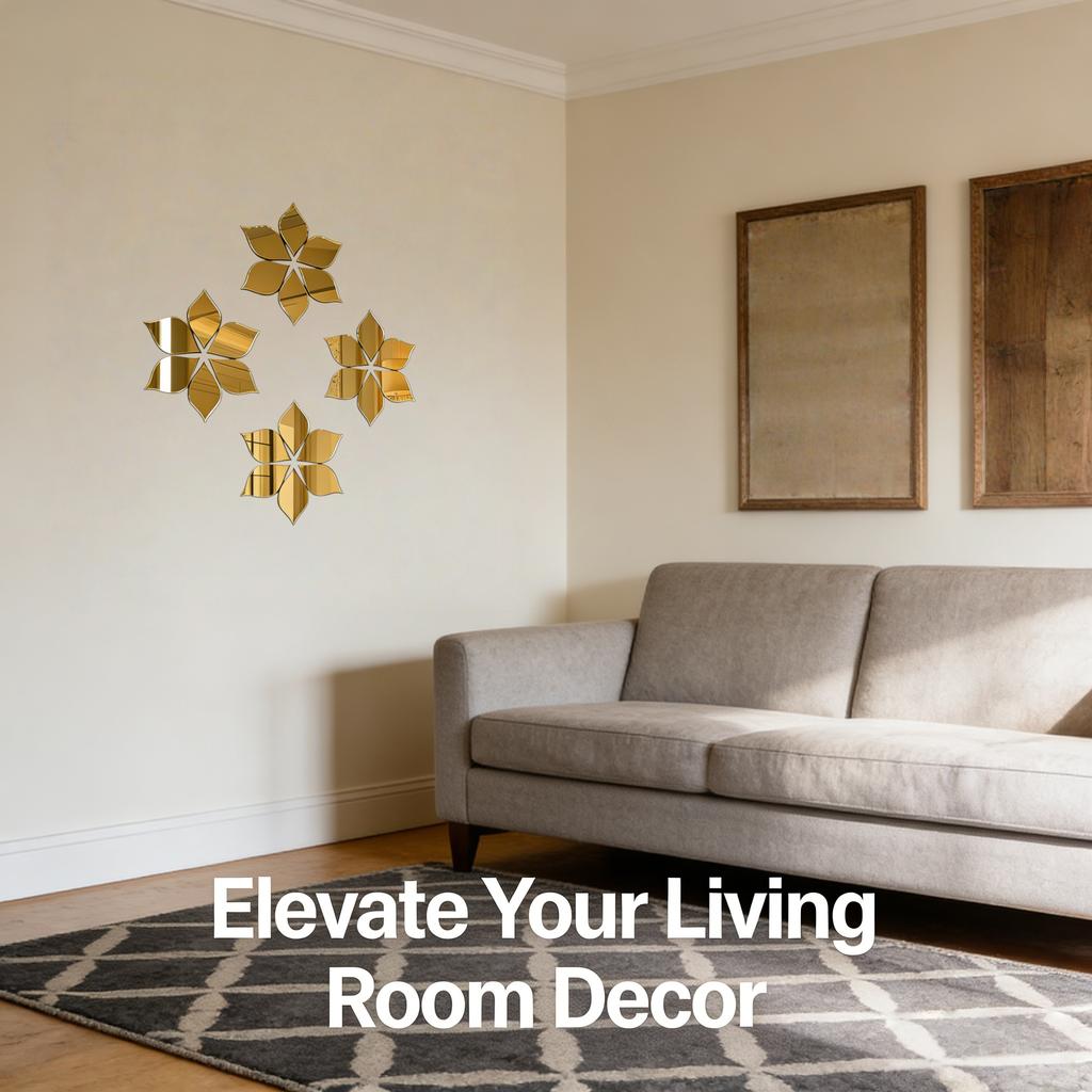 12pcs/24pcs Golden Acrylic Wall Decoration Mirror Stickers, Home Decoration Stickers, Used for Bedroom and Living Room