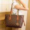 Light Luxury French Large Capacity Women's Tote Bag Business Commuter Checkerboard Shoulder Bag Retro Trendy Set Up Bag