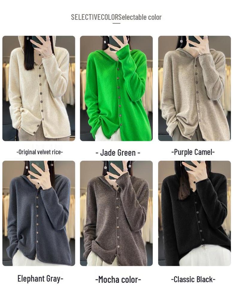 Women's Loose Knit Wool Cardigan Sweater - Autumn/Winter Casual Top