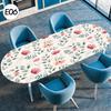Oval Elastic Edged Waterproof TableCover Floral Printed Tablecloth Party Decor Reusable Kitchen Dining Table Cloth Wedding Decor