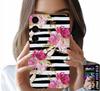 Étui Pour Samsung Galaxy A13 5G - Fleurs Sur Rayures Noires Et Blanches Motifs