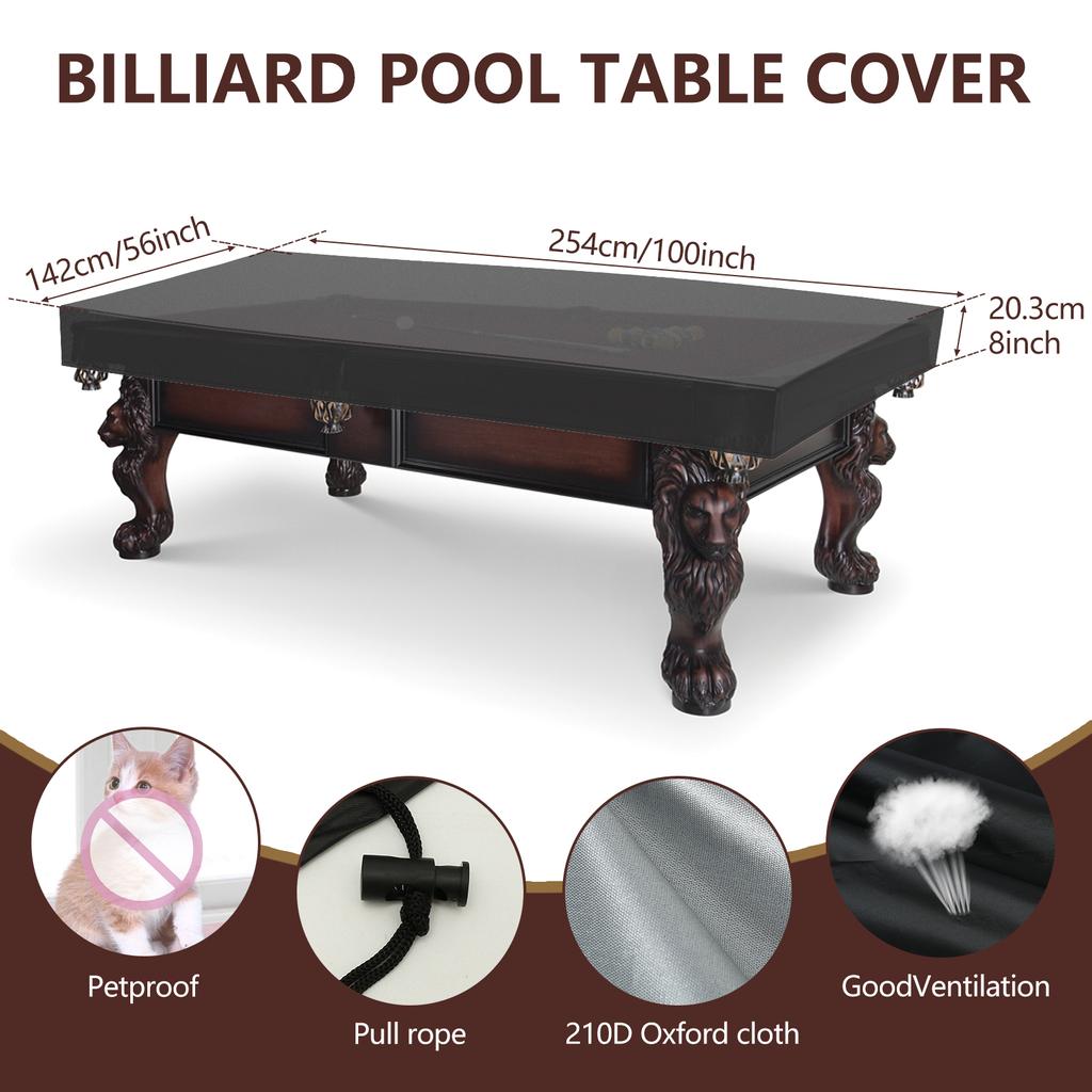7/8FT Pool Table Dustproof Cover 210D Oxford Cloth Waterproof Billiard Table Protector With Storage Bag Washable Furniture Cover