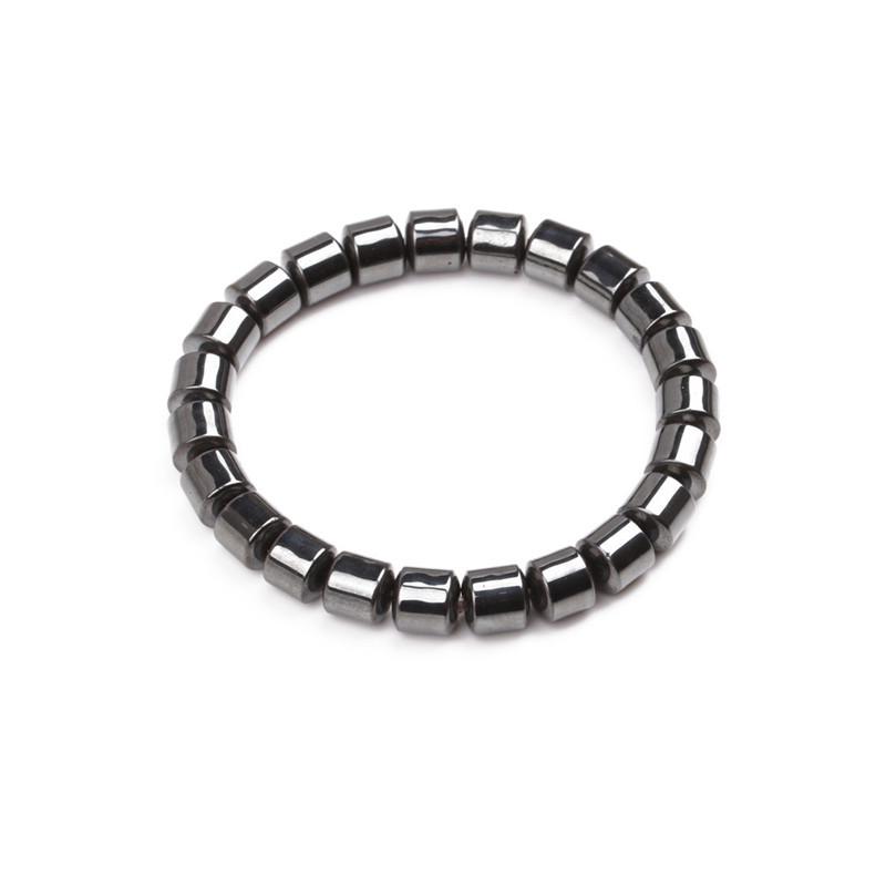 Black Stone Magnetic Beaded Stretch Bracelet - Customizable Health Jewelry