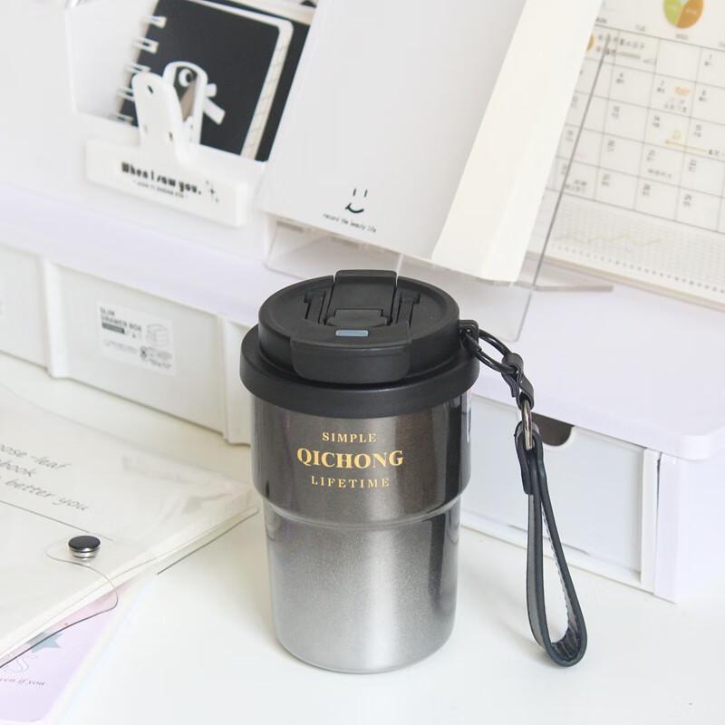 MRSIKEY Portable Dual-Drink Insulated Coffee Mug with Straw