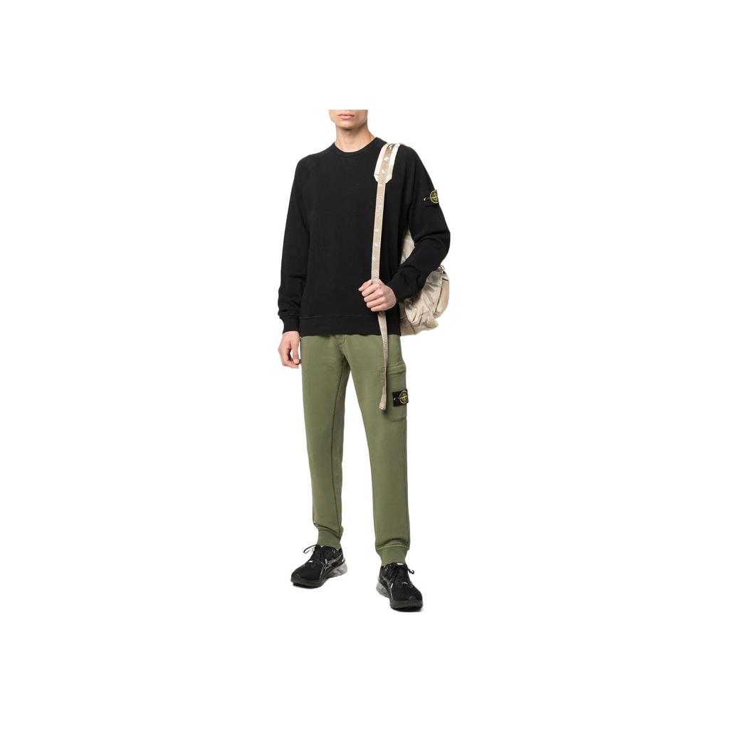 STONE ISLAND Ss22 Logo Pullover Long Sleeve Sweatshirt Men Sweatshirt Black 761566360-V0029