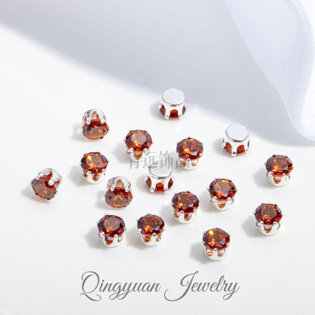Round Claw Zircon Crystal DIY Jewelry Accessories for Bracelets, Necklaces, Wedding Dresses, and Dance Costumes