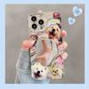 Luxury Make UP Mirror Wave Phone Case For iPhone 13 11 16 Pro Max 14 15 12 16promax 15promax Dog Cat Animals Painted Cover Funda