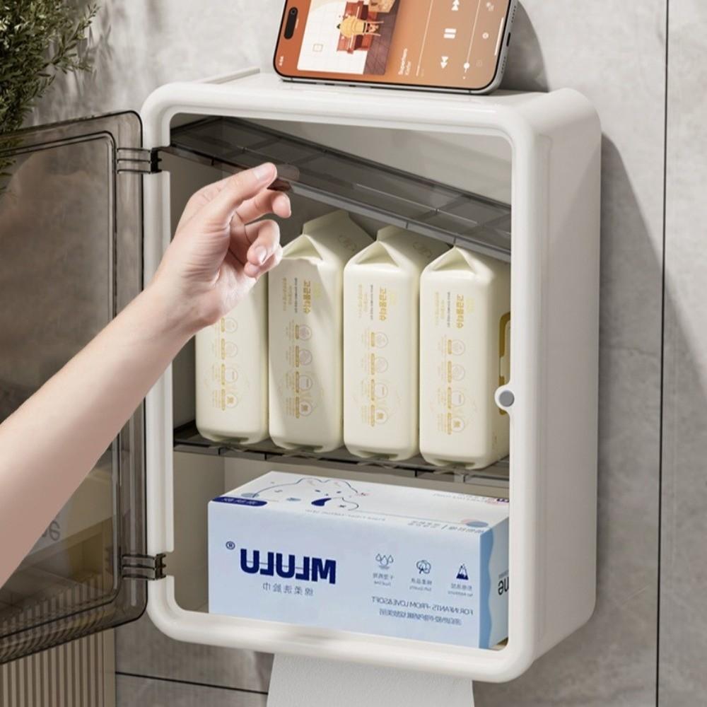Large Capacity Wall Mounted Storage Box Dust-proof Waterproof Bathroom Storage Cabinet Multi Functional No Punching