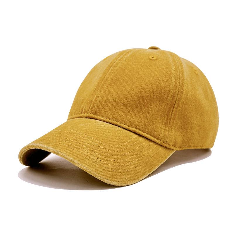 Unisex Washed Cotton Denim Baseball Cap - Distressed Plain Solid Color, Soft Sunshade Hat