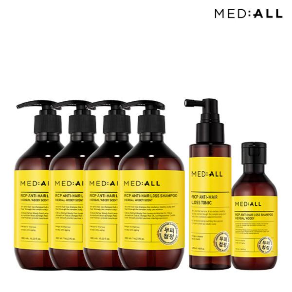 [Woody Herbal Scent] MED:ALL Scalp Cleansing Shampoo (480ml x 4 + 100ml) + Tonic 120ml