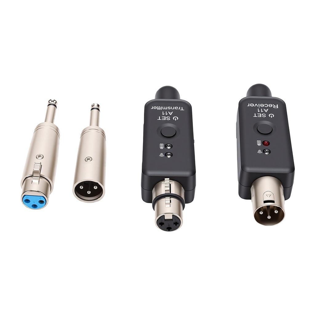 Microphone Transmitter and Receiver Set 2.4GHz XLR to 6.35mm Rechargeable Wireless Microphone Transmitter for PA System