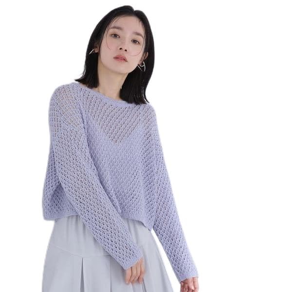 Beauty Mesh Blue [Natural Basic] Sweater, Lamé Knit,