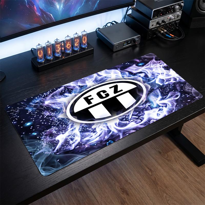 FC Zürich Theme Pattern Mouse Pad, Soccer Logo Design XXL Gaming Desk Mat Non-Slip Computer Mouse Pad