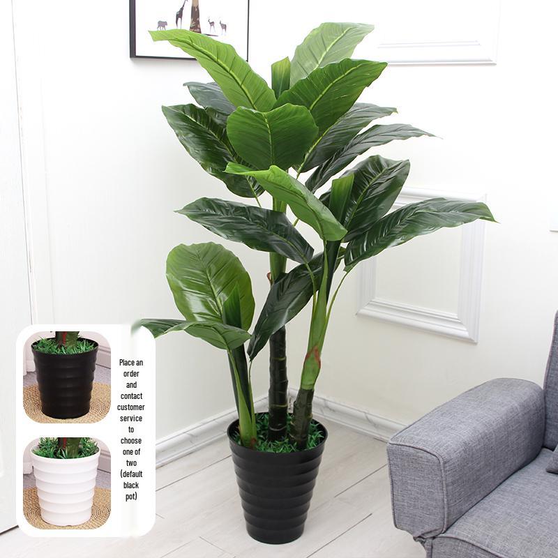 Artificial Bonsai Flower Indoor Decoration - Large Green Potted Plant with Drooping Guanyin Leaves for Living Room Ornaments.