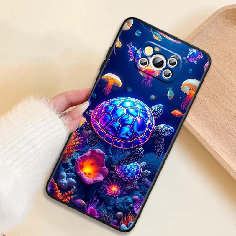 

Мультяшный Аниме Чехол для Телефона с Черепахой и Слоном Для Xiaomi Mi Poco F3 F4 F5 F6 X3 X4 X5 X6 X7 M3 M4 M5 M6 M7 GT Pro 5G Черный Poco X5